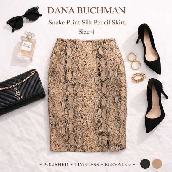 Dana Buchman Dresses & Skirts - Dana Buchman 100% Silk Snake Print Pencil Skirt Size 4 Neutral